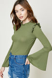 Bell Sleeve Ruffle Collar Knit Top