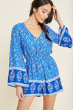 Printed Floral Bell Sleeve Romper