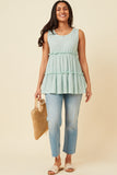 HDY5886W Pink Plus Textured Knit Babydoll Tank Pose