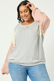 Contrast Paneled Ribbed Knit Relaxed Tee