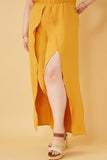 HK1080 Mustard Womens Textured Tulip Pant Cami Tank Jumpsuit Front