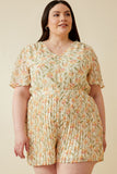 Floral Tie Back Pleated Leg Chiffon Romper