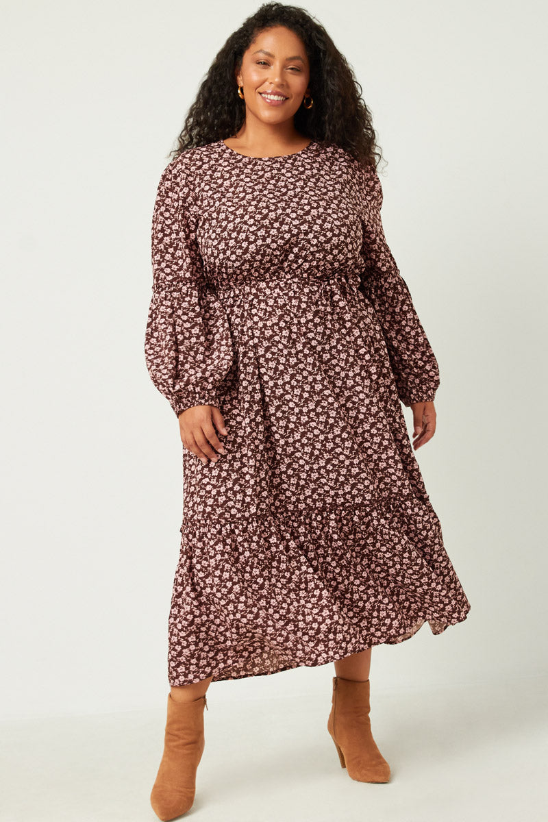 Floral Ruffled Long Sleeve Dress