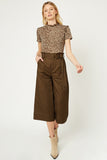 HY1083W Taupe Plus Leopard Ruffle High Neck Top Detail