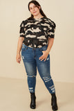 Camo Puff Sleeve Top