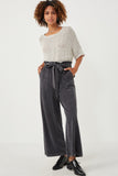 HY5972 Charcoal Womens Garment Dyed Tencel Wide Leg Pant Side