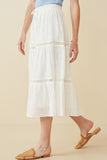 HY6705 OFF WHITE Womens Floral Embroidered Eyelet Dress With Crochet Detail Side