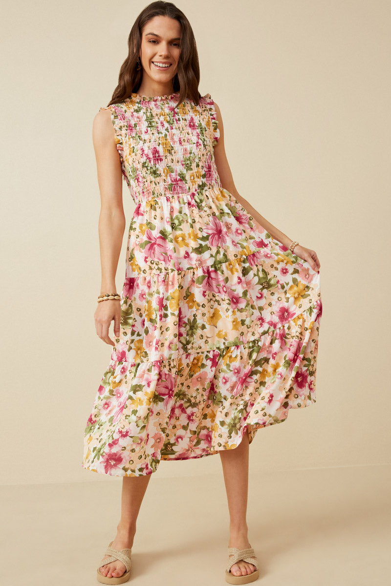 Floral Ruffle Smocked Maxi Dress | Boho Inspired Inclusive Outfits  Hayden  Los Angeles D2C