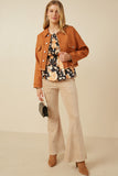 HY7510 Rust Womens Brushed Stretch Twill Cropped Jacket Gif