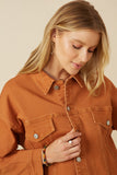 HY7510 Rust Womens Brushed Stretch Twill Cropped Jacket Full Body