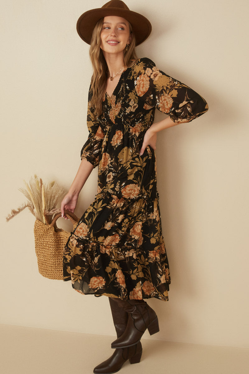 Romantic Floral Panel Dress for Women | Boho Inspired Inclusive Outfits Black / L Black *Women's Dresses Casual Dresses Hayden Los Angeles Romantic Floral Panel Dress for Women | Boho Inspired Inclusive Outfits Black / L Black *Women's Dresses Casual Dresses Hayden Los Angeles