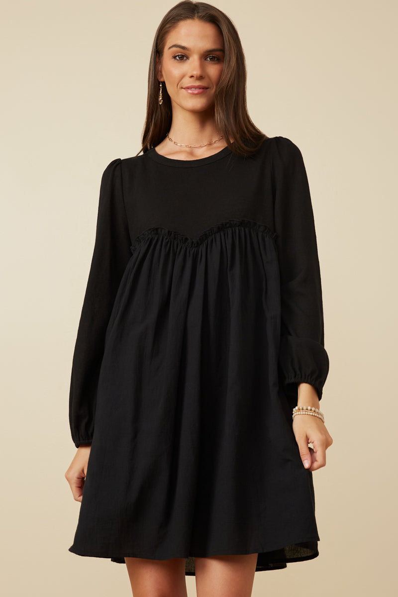 Womens Mix Media Sweet Heart Line Dress | Boho Inspired Inclusive Outfits Black / S Black *Women's Dresses Casual Dresses Hayden Los Angeles Womens Mix Media Sweet Heart Line Dress | Boho Inspired Inclusive Outfits Black / S Black *Women's Dresses Casual Dresses Hayden Los Angeles