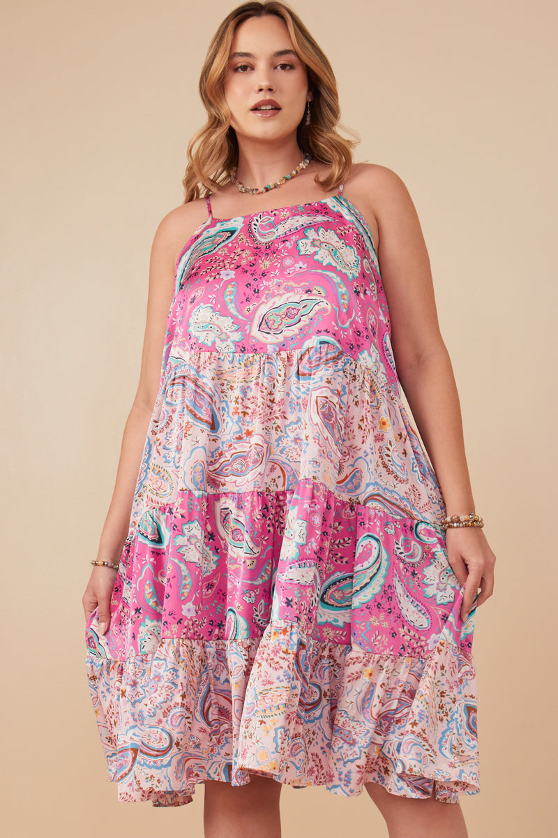 Paisley Print Tiered Tank Dress for Women
