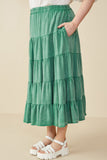 HY8073 Rust Womens Two Tone Washed Tiered Skirt Back