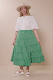 HY8073W Green Plus Two Tone Washed Tiered Skirt Gif