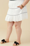HY9509 Off White Womens Crochet Ribbon Trimmed Textured Skirt Full Body