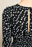 Retro Polka Dot Midi Dress With Gathered Sleeves