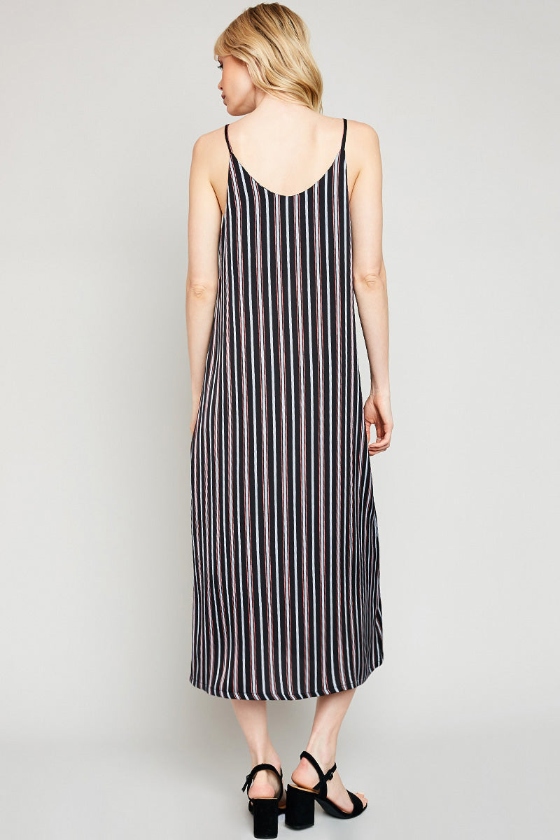 Sleeveless Stripe Midi Dress