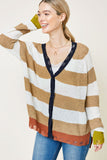 Distressed Stripe Knit Cardigan Sweater