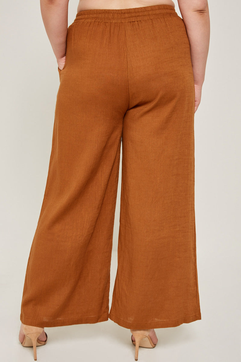 Linen Tie-Front Palazzo Pants