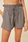 Houndstooth Lace-Up Paperbag Shorts