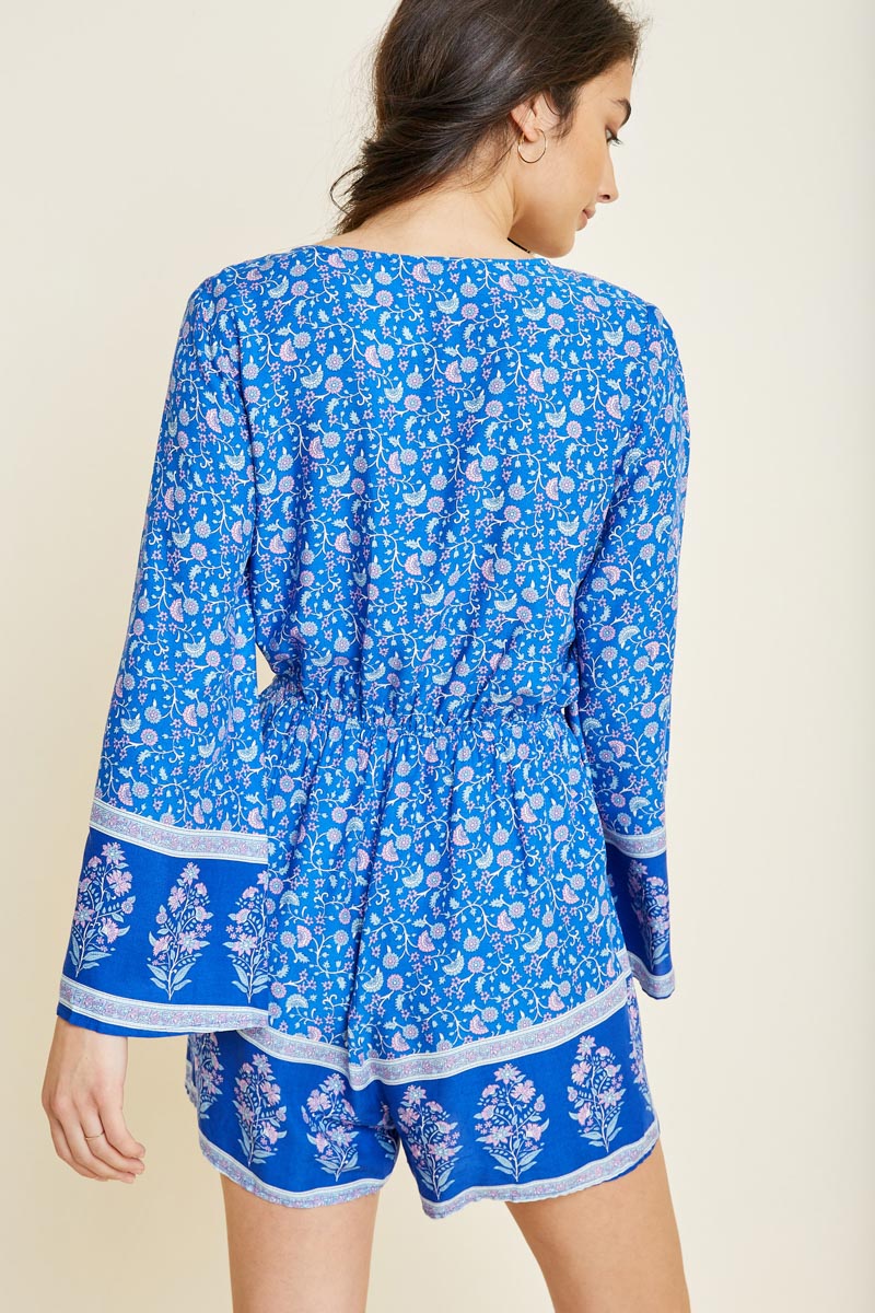 Printed Floral Bell Sleeve Romper