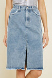 Frayed Denim Pencil Skirt