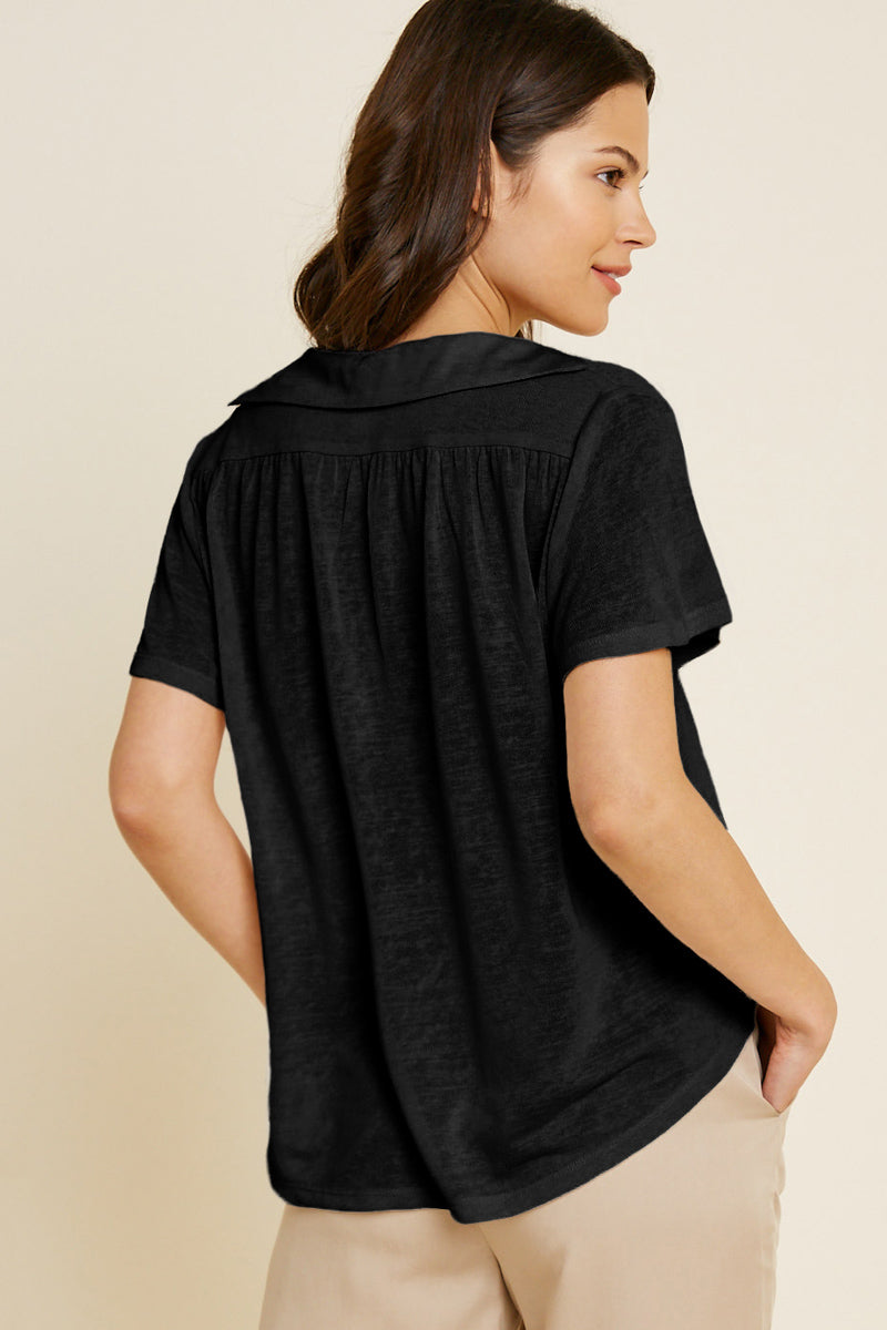 Collared V-Neck Top