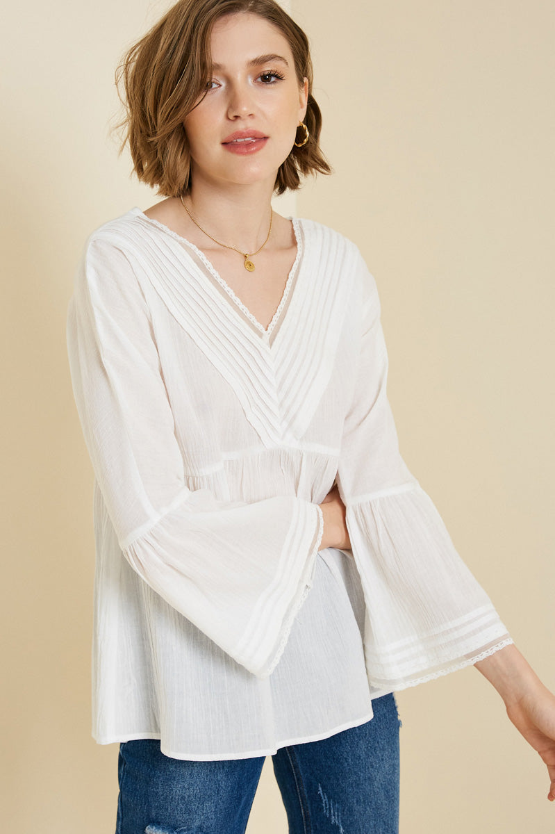 Pintuck Empire Waist Blouse