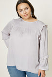 Ruched Ruffle Puff Sleeve Top