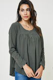 Button Sleeve Tunic Top