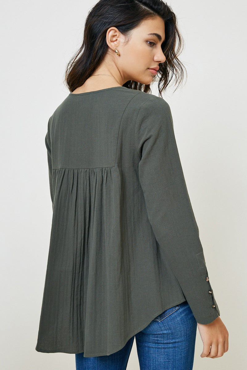Button Sleeve Tunic Top