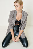Ruched Vegan Leather Skinny Pants