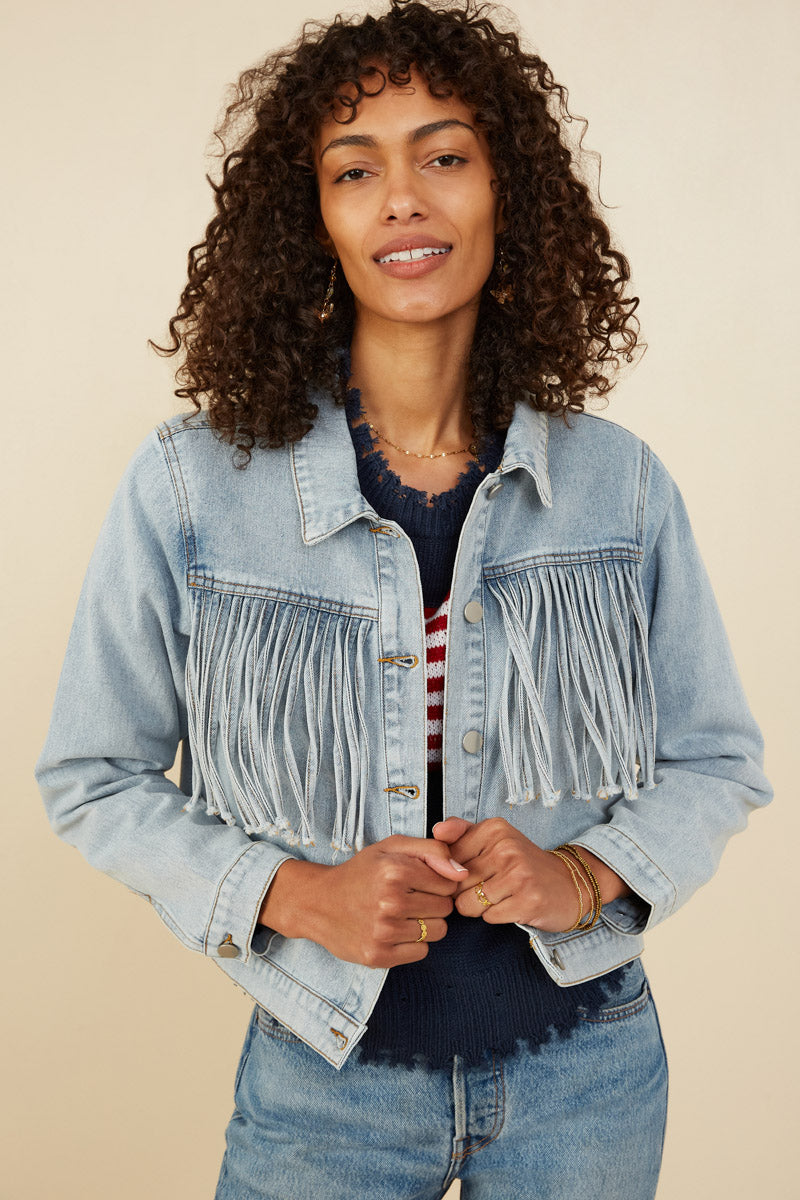 Fringed Detail Denim Jacket