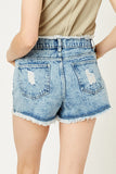 Distressed Acid Wash Denim Shorts