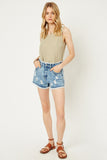 Distressed Acid Wash Denim Shorts