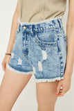 Distressed Acid Wash Denim Shorts