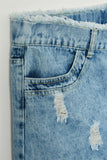 Distressed Acid Wash Denim Shorts