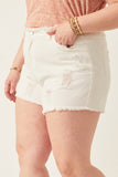 HC1001 White Denim Womens Distressed Acid Wash Denim Shorts Back