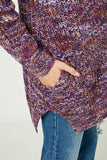 HC1320W Purple Mix Plus Multi-Color Yarn Knit Sweater Cardigan Front