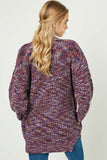 Multi-Color Yarn Knit Sweater Cardigan