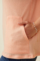 HDK1787 Coral Womens Waffle Knit Patch Pocket Short Sleeve Dolman Top Gif