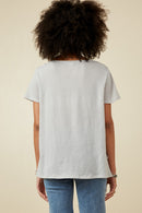 HDK1787 Light Grey Womens Waffle Knit Patch Pocket Short Sleeve Dolman Top Side