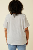 HDK1787W Light Grey Plus Waffle Knit Patch Pocket Short Sleeve Dolman Top Full Body