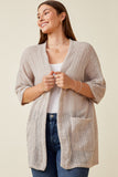 Textured Ribbed Knit Short Sleeve Kimono