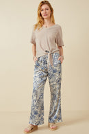 HDK1907W Lavender Plus Textured Ribbed Tie Front V Neck Top Front