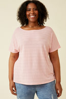 HDK1908 PINK Womens Patterned Reversed V Neck Knit Top Front