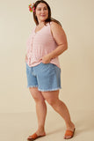 HDK1909W Blue Plus Patterned Button Detail Knit Tank Gif