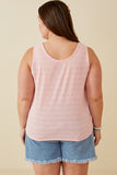 HDK1909W Blue Plus Patterned Button Detail Knit Tank Side