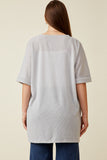 HDK1910 Grey Womens Textured Knit Roll Sleeve Open Kimono Side